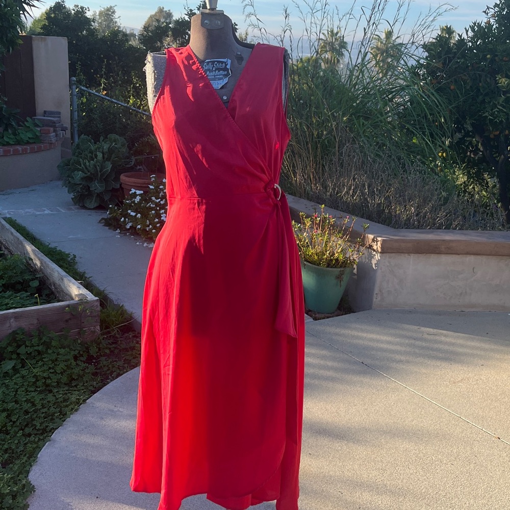 Elegant Red Wrap Dress Massimo Sz M silky gorgeous fit n flare midi dress